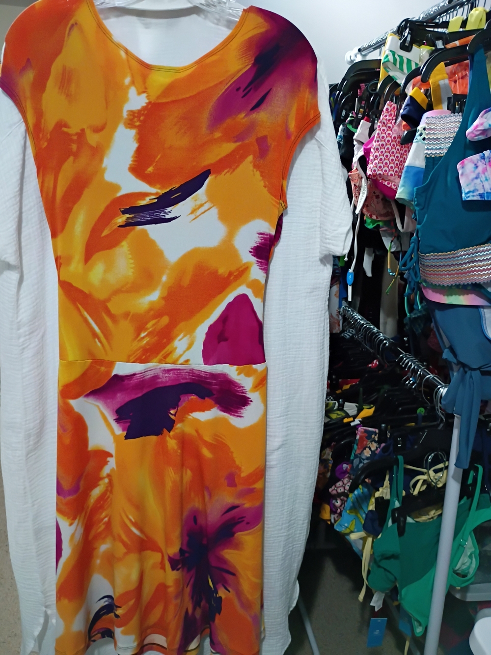 Enfocus Studio Orange & Magenta Abstract Midi Dress SIZE 10 - Picture 8 of 9